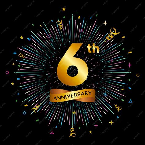 Premium Vector | 6th anniversary celebration logotype golden