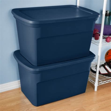 Sterilite Classic Lidded Stackable 30 Gal Storage Tote Container Blue