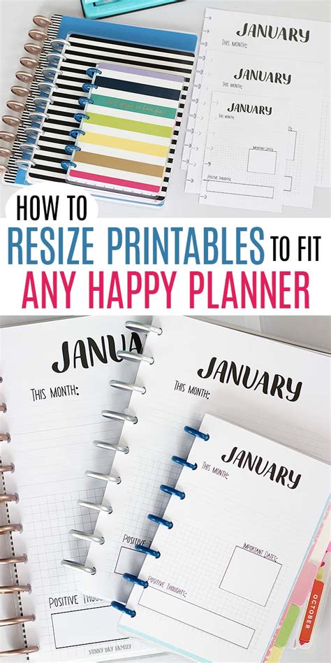 How to Resize Printables to Fit Any Happy Planner Size (with VIDEO) | Sunny Day Family