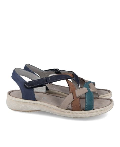 Sandalia Azul Mujer Walk Fly Sahara Con Velcro