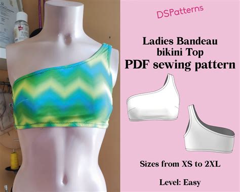 Diy Bikini One Shoulder Bikini Top Sewing Pattern Pdf Instant Download Etsy