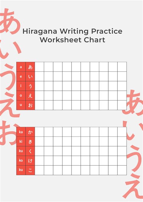 Free Hiragana Writing Practice Worksheet Chart Template Edit Online