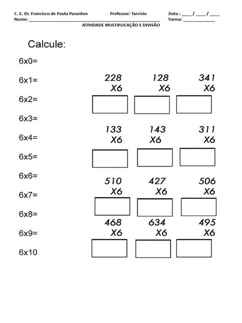 Atividade De Multiplicação Adaptada - Atividades Adaptadas de Multiplicação e Divisão | PDF