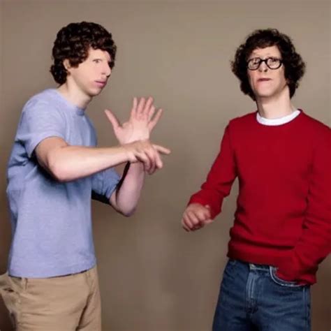 Michael Cera Andy Samberg And Jesse Eisenberg Fighting Stable Diffusion