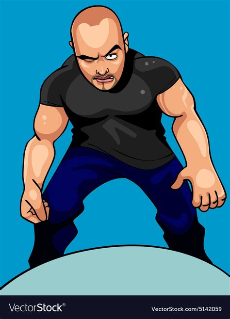 Cartoon Aggressive Man Looking Sullenly Royalty Free Vector