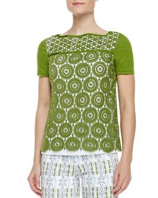 Tory Burch Margaux Crochet Front Top