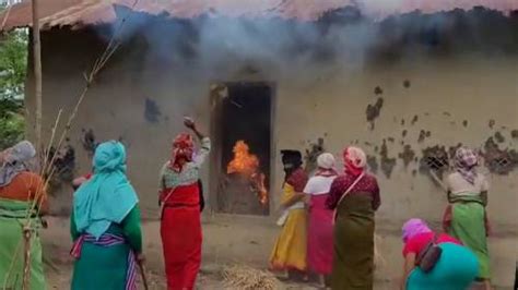 Manipur Violence Women Set Fire To Home Of Suspect Accused Of Inciting