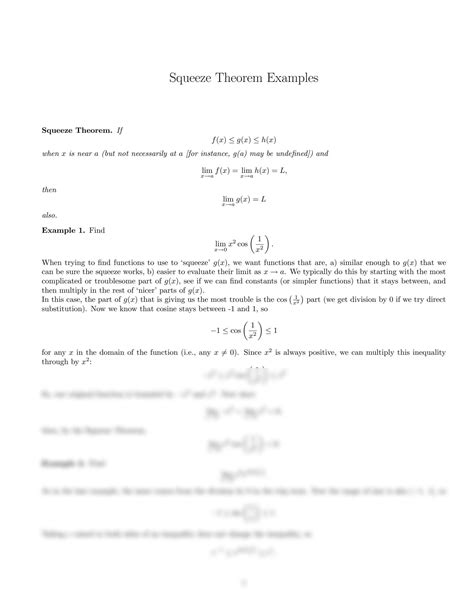 SOLUTION: Squeeze theorem examples - Studypool