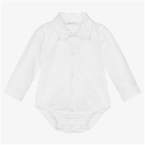 Dr Kid Boys White Cotton Bodysuit Childrensalon