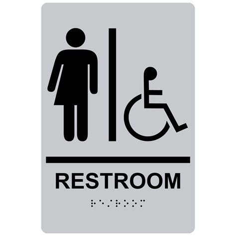 ADA Restroom Sign RRE 25461 BLKonSLVR Restrooms Gender Neutral