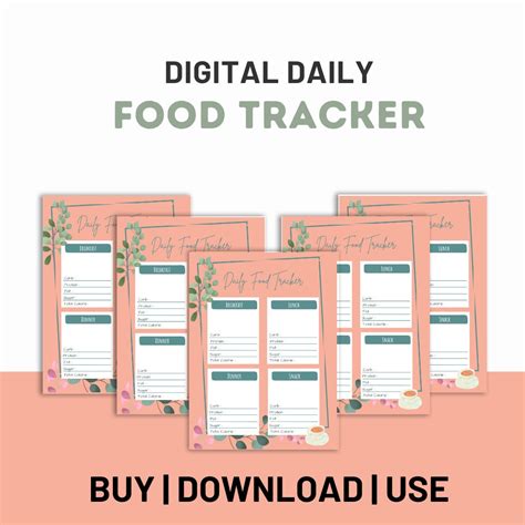 Editable Food Journal Printable Fillable Food Tracker Food Log Food Diary Macro Tracker Calorie