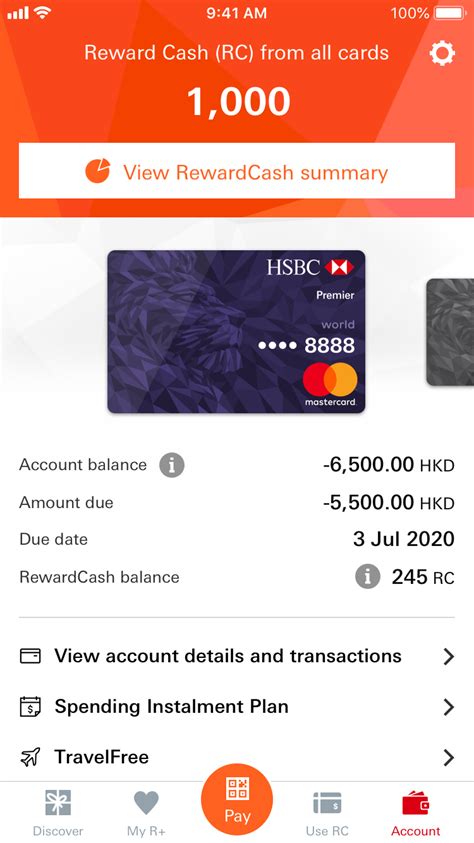 HSBC Reward App Feature Manage Your Credit Card Transactions