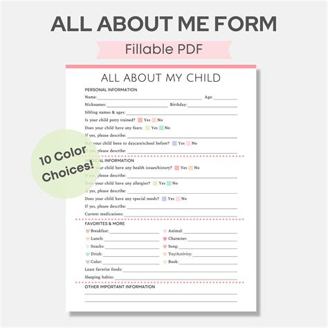 editable daycare    form printable child information sheet