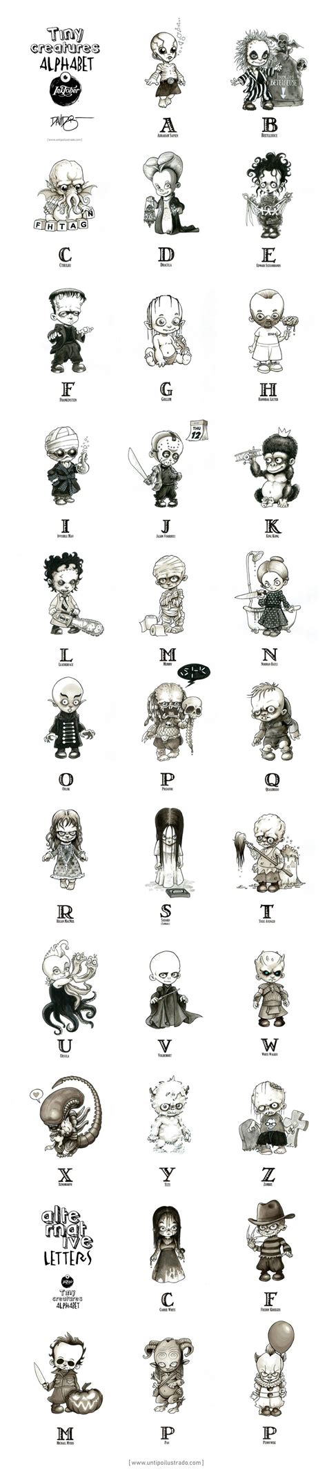 Tiny Creatures Alphabet By David G Forés Original Drawings For