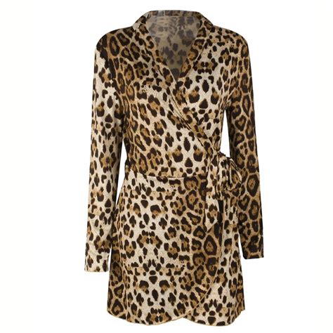 Long Sleeves Dress Leopard Dress V Neck Dress Women Leopard Printed Sexy Dress-in Dresses from ...