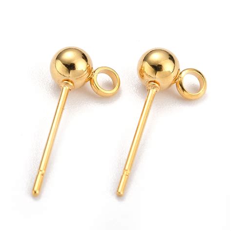 Honeyhandy 304 Stainless Steel Ball Post Stud Earring Findings With