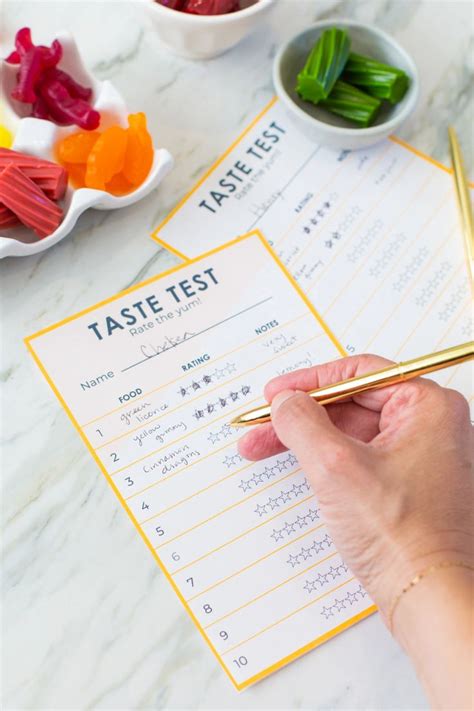 Printable Taste Testing Sheet