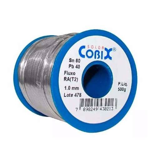 Solda Estanho 60x40 1mm C Fluxo Ra T2 Rolo 500g Cobix R 66 89