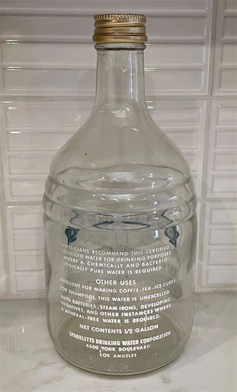 Vintage Sparkletts Distilled Water Clear Glass Bottle Half Gallon Ebay