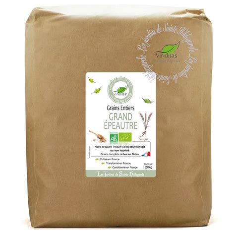 GRAINS ENTIERS GE NON CROISÉ BIO 20KG Les Jardins de Sainte Hildegarde