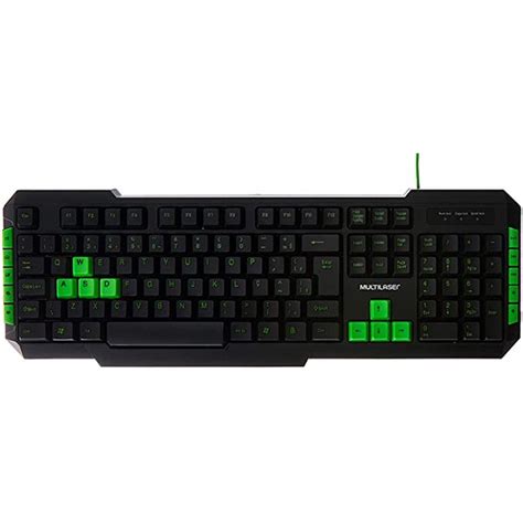 Teclado Gamer Hotkeys Multimidia Preto Verde Multilaser TC201