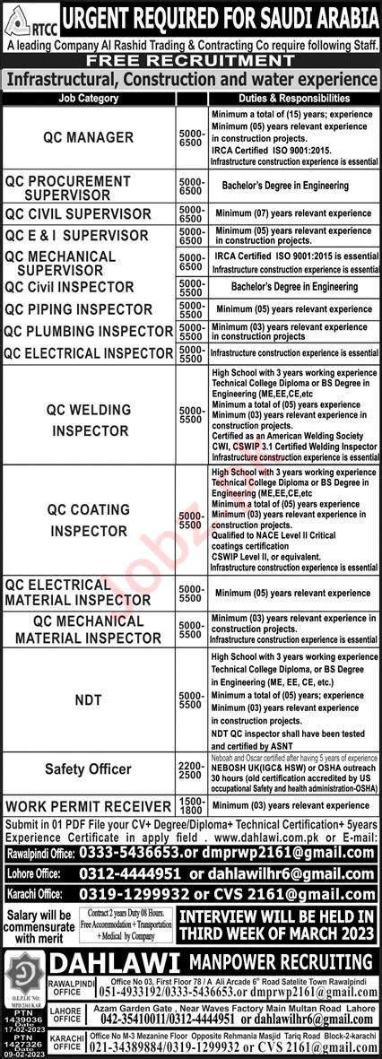 Latest Dahlawi Manpower Recruiting Saudi Arabia Jobs Job