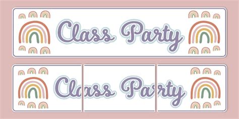 Muted Rainbow Themed Class Party Display Banner Twinkl