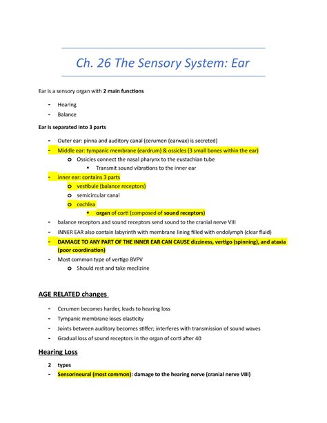 Nur Ch The Sensory System Ear Ch The Sensory System