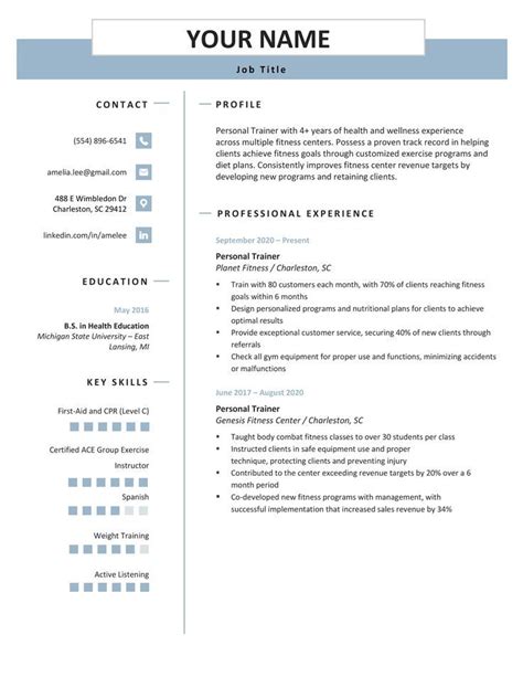 Personal Trainer Resume Example Writing Tips Resume Examples