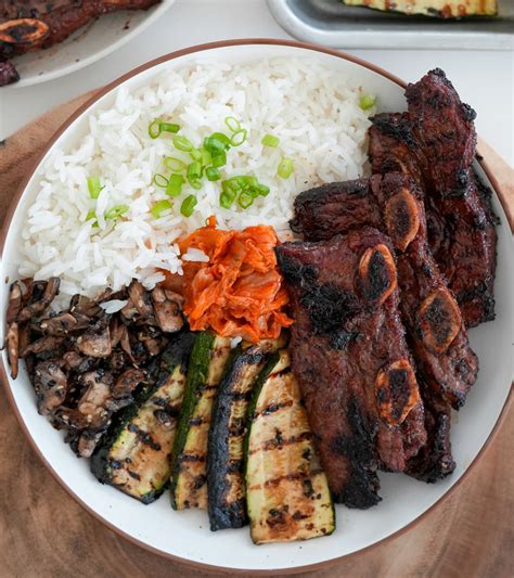 Korean Bbq Flanken Short Ribs With Grilled Vegetables