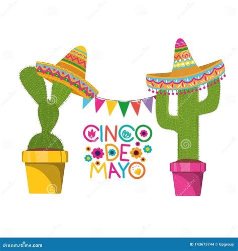 Cinco De Mayo Label with Cactus Isolated Icon Stock Vector ...