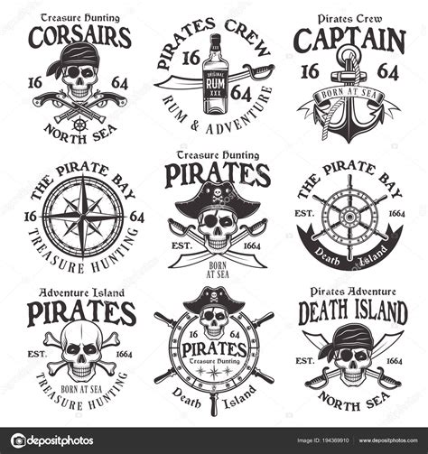 Piratas Conjunto De Emblemas De Vector Vintage O Insignias Vector