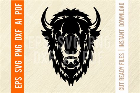 Bison Head Animals Wildlife Stencils Svg Head Silhouettes Dxf Svg