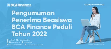 PENGUMUMAN PENERIMA BEASISWA BCA FINANCE PEDULI 2022 BCA Finance