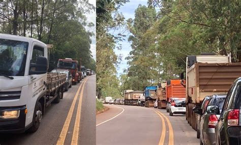 Obras deixam trânsito caótico na BR 356 entre Nova Lima e Itabirito