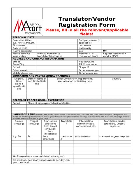 Vendor Registration Request Letter To Company Doc Template Pdffiller