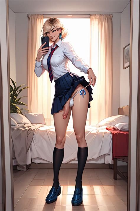 School Uniform Bent Over Ass Up Pantie Cock Bulge Hentai AI Porn