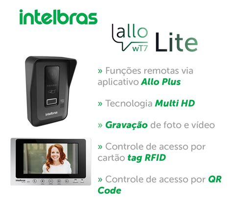 Kit Videoporteiro Intelbras Wt7 Lite Wifi 2 Cameras Hd Frete Grátis