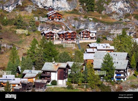 Alpine village, pine woods, Switzerland, Zermatt Stock Photo - Alamy