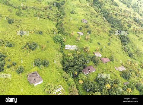 Ruins of Plymouth, buried under the ash from La Soufriere volcanic ...