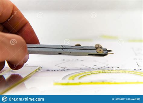 Drawing tools with compass stock image. Image of graphic - 165158567