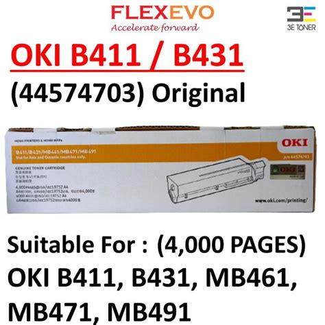 OKI 44574703 B411 B431 MB461 MB471 MB491 4K Toner Original Lazada