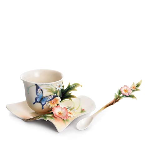 Franz Collection Fluttering Beauty Flower And Butterfly Cup And Saucer