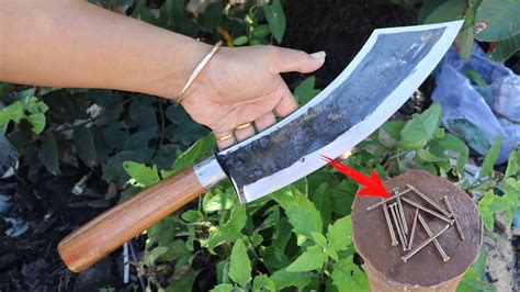 Knife Making Forging A Bending Machete From Rusty Leaf Spring Youtube