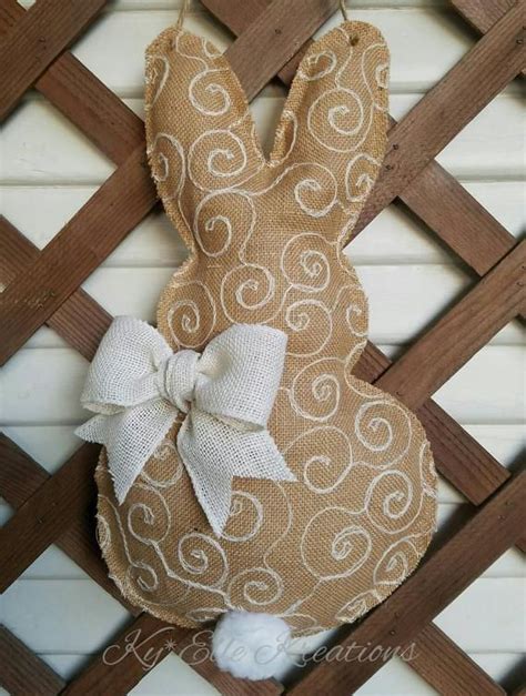 Burlap Bunny Door Hanger Easter Decor Easter Bunny Door Etsy Easter