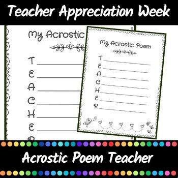 Teacher Appreciation day : acrostic poem | Teacher Appreciation week