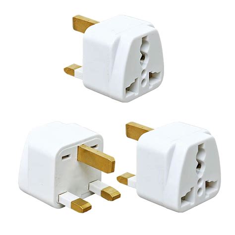 Hi Plasst 3pcs Universal Uk Adapter Plug Flat Pin 3pin Travel Power