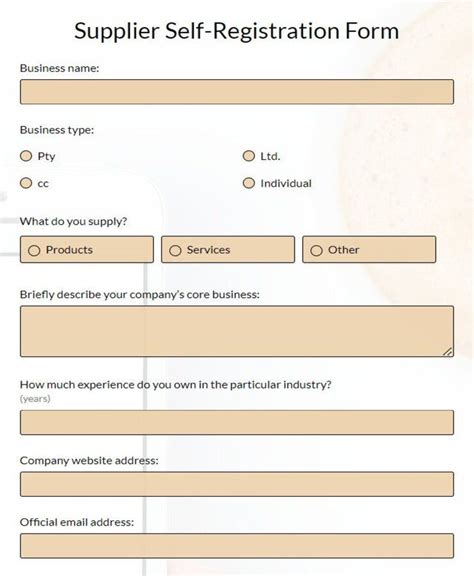 Free Supplier Registration Form Templates Formbuilder