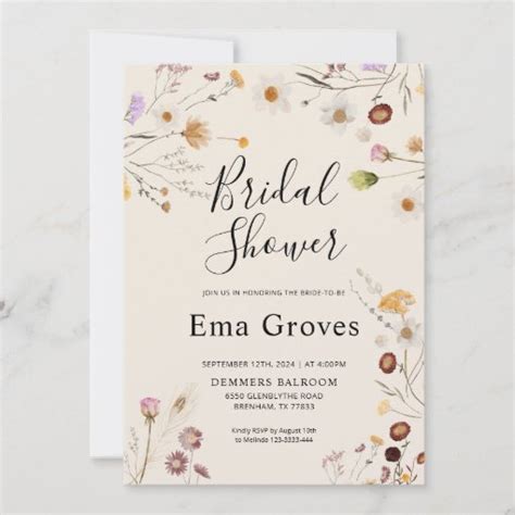 Wildflower Boho Bridal Shower Invitation Zazzle