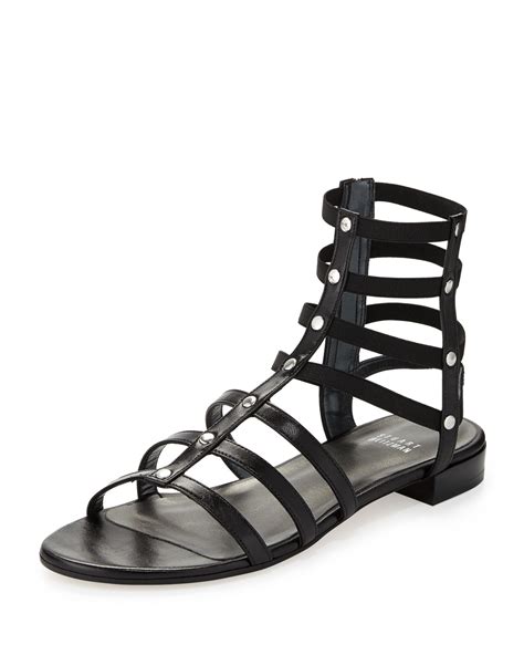 Stuart Weitzman Caesar Stretch Gladiator Sandal Black Made To Order